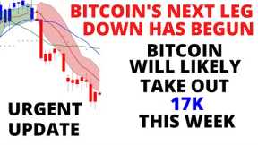 Possible Bitcoin Bottom Within 3 Weeks!  BTC's Next Leg Down Has Begun Will Take Out 17K This Week