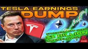 BITCOIN LIVE : ETH ETF LAUNCH, $1 BILLION OF INFLOWS, TESLA REKT ON EARNINGS, BTC SELL OFF