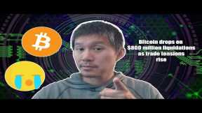 Bitcoin Dips on $800 million liquidations as Trade Tensions rise